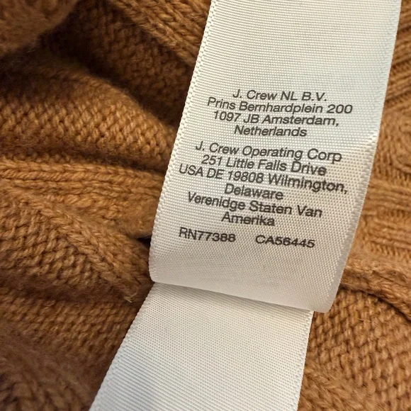 Madewell Camel Tan Ribbed V Neck Sweater Blue Stripe Trim Varsity Size S - Picture 10 of 12